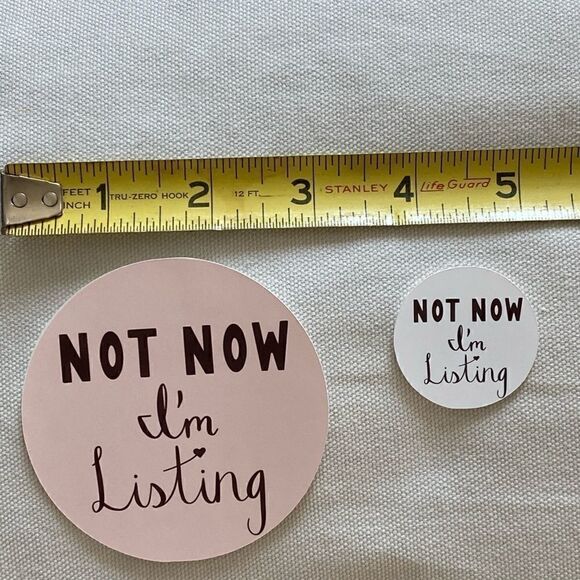 “Not Now I’m Listing” Waterproof Stickers Round Pink Bundle White - Picture 10 of 16